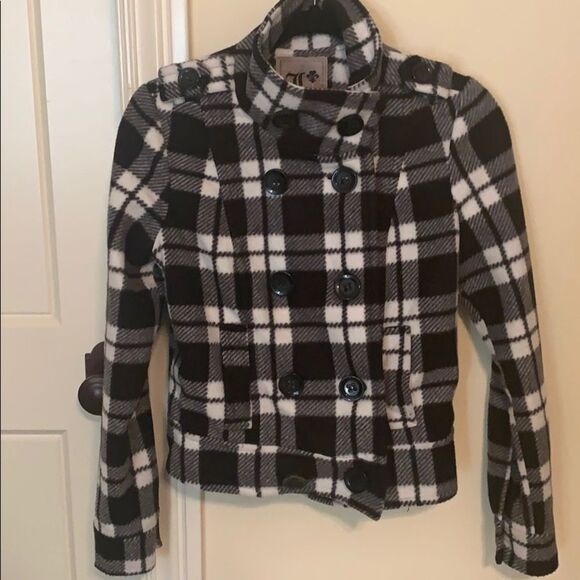 Women’s Black & White School Girl Plaid Love Culture Jacket Size Small - Picture 6 of 6